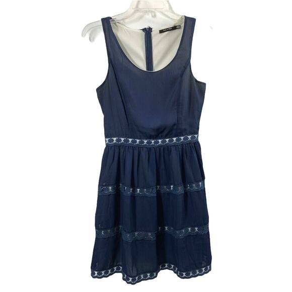 Doe Rae Dress Women Small Navy Blue Fairy Whimsygoth Mesh Lace Party Event - Picture 9 of 10
